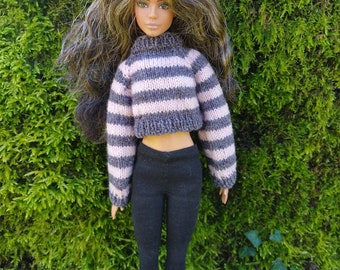 Pull rayé et legging fait main pour Poppy Parker, Integrity Toys et Barbie