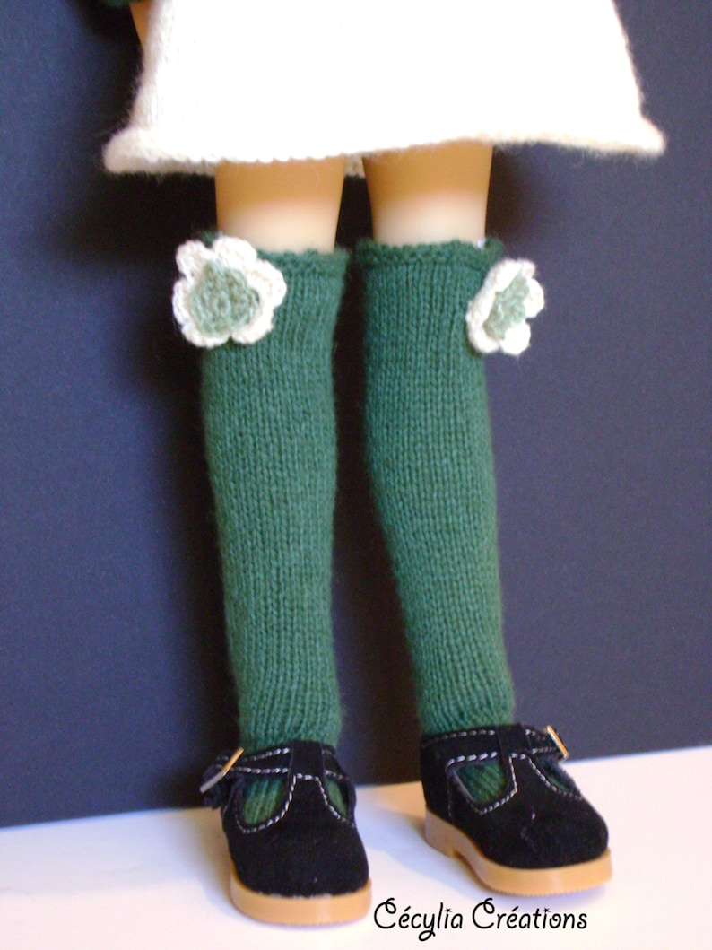 153. Kaye Wiggs French and english knitting pattern PDF Sweater, skirt, hat and long socks for Layla, MSD Kaye Wiggs doll image 2