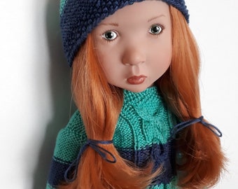 319. Moka irlandais Zwergnase M - French and english knitting pattern PDF -  Sweater and hat for doll Zwergnase M (50 cm)