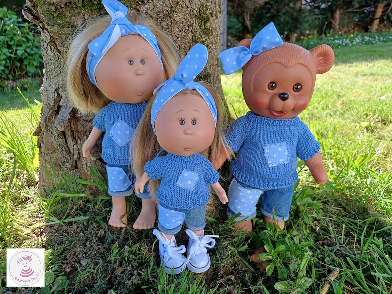 Tenue Petits pois bleus pour poupée Mia Nines d'Onil de 30 cm image 5