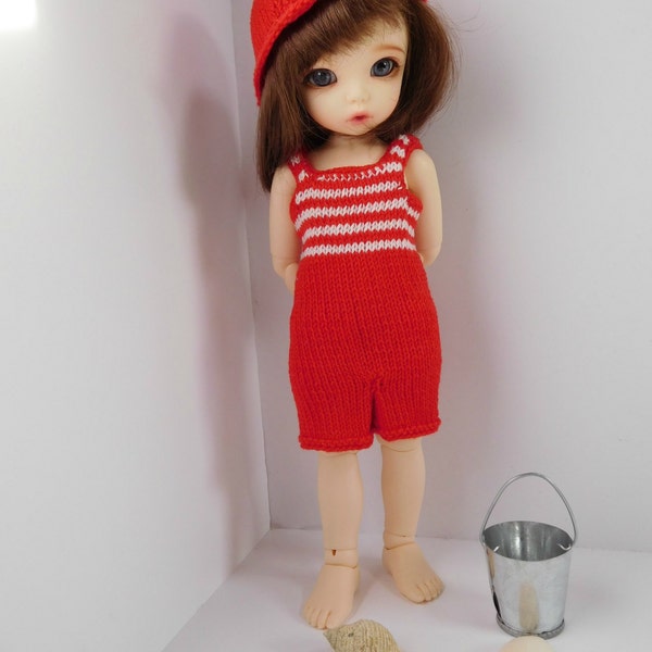 70. Deauville : Knitting pattern to knit a swimming costume and your hat for BJD Littlefee and Boneka doll