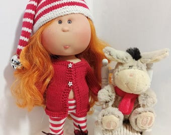 373. Fiche tricot Miss Noël pour poupée Mia et Pippa Nines d'Onil