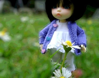129. French and english knitting pattern PDF - Vest for BJD pukifee and Lati Yellow
