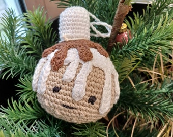 Boule de Noël pain d'épice blanc au crochet