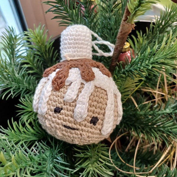 Boule de Noël pain d'épice blanc au crochet