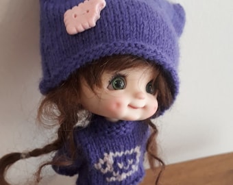 378. Sto Doll - Chocolat chaud Sto Doll - Fiche tricot au format PDF en français et en anglais - Pull et bonnet pour poupées Obitsu 11