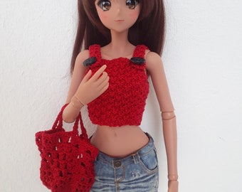 299. Smart doll - French and english knitting pattern PDF - Top and bag for Smart Doll and BJD SD