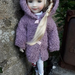 346. Ruby Red Fashion Friends (RRFF) - French and english knitting pattern PDF - Coat and hat for Ruby Red Fashion Friend doll