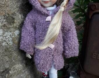 346. Ruby Red Fashion Friends (RRFF) - French and english knitting pattern PDF - Coat and hat for Ruby Red Fashion Friend doll