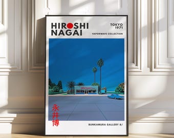 Hiroshi Nagai, Minimalist poster, Retro wall art, Japanese art print, Vaporwave poster, City pop, gallery wall art, Vintage poster, Wall art