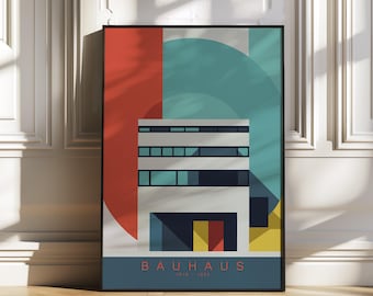 Bauhaus Building Poster S3 No.4 - Abstract Geometric Architecture Print, Mid Century Wall Art, Minimalist Home Decor, Gallery Wall Poster