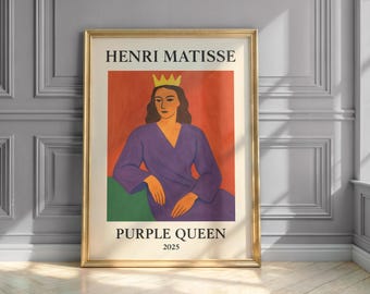Matisse Print, Purple Queen, Mid Century Modern Wall Art, Vintage Poster, Abstract Portrait Decor, Fauvist Portrait Print, Retro Wall Art