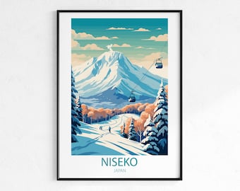 Niseko Japan Travel Poster - Vintage Retro Ski Resort Wall Art Print, Japanese Mountain Poster, Winter Travel Print, Wanderlust Decor Gift