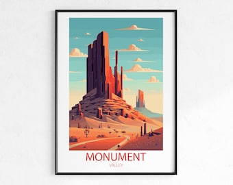 Monument Valley Travel Poster - Vintage Retro Desert Wall Art Print, National Park Decor, Southwest Travel Print, Gift for Travelers