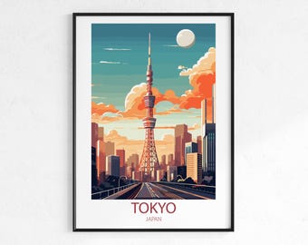 Tokyo Japan Travel Poster - Retro City Wall Art Print, Vintage Japan Poster, Skyline Travel Print, Wanderlust Decor Gift