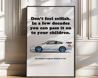 Porsche 911 996 GT3 RS, porsche poster, car poster, sports car wall art, supercar wall art, automotive wall art