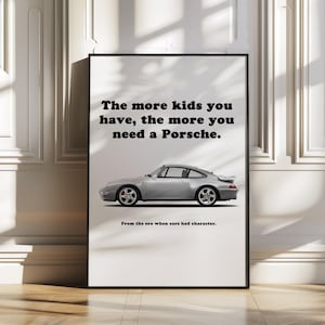 Porsche 911 993 Turbo, affiche Porsche, affiche de voiture, art Porsche 911 vintage, art mural voiture classique, décoration murale voiture de sport