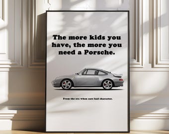 Porsche 911 993 Turbo, porsche poster, car poster, vintage Porsche 911 art, classic car wall art, sports car wall decor