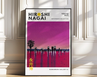 Hiroshi Nagai, Dorm room decor, Trendy wall art, japanese wall art, Minimalist poster, Japanese art prints, Retro wall art, Vaporwave poster