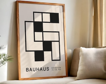 Bauhaus Abstract Geometric Poster S2 No.7 - Minimalist Wall Art, Modern Bauhaus Print