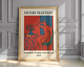 Matisse Print, Harmony in Red and Blue, Vintage poster, Mid Century Modern Wall Art, Colorful Interior Decor, Fauvist Art Print, Wall Art