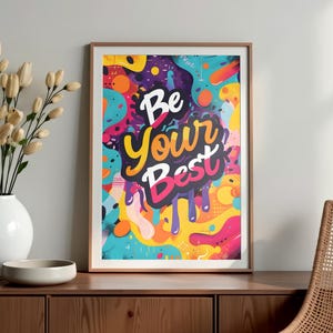 Be Your Best Poster, Motivational print, Inspirational quote, Growth mindset, Positive affirmation, Famous quotes, Digital download