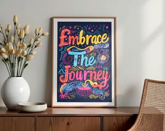 Embrace the Journey Poster, Motivational print, Inspirational quote, Growth mindset, Positive affirmation, Famous quotes, Digital download