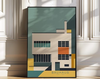 Bauhaus Building Poster S3 No.3 - Abstract Geometric Wall Art, Mid Century Modern Print, Minimalist Decor, Modern Abstract Poster