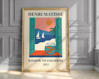 Matisse Print, Window to Collioure, Vintage Poster, Mid Century Modern, Open Window Coastal, Mediterranean Wall Art, Trendy Wall Art