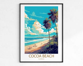 Cocoa Beach Florida Travel Poster - Vintage Retro Surf Wall Art Print, Coastal USA Poster, Wanderlust Travel Print, Beach Decor Gift