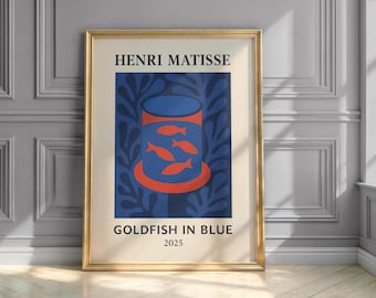 Matisse Print, Goldfish in Blue, Mid Century Modern, Vintage Poster, Trendy Wall Art, Matisse Goldfish Poster, Aquatic Wall Decor, Wall Art