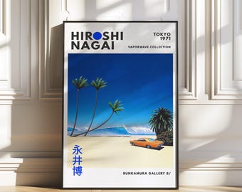 Hiroshi Nagai, Retro wall art, City pop, Gallery wall art, Vintage poster, Japanese Retro Poster, Japandi wall decor, Vaporwave print