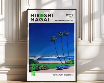Hiroshi Nagai, japanese wall art, Minimalist poster, Japanese art prints, Retro wall art, Vaporwave poster, City pop, Gallery wall art