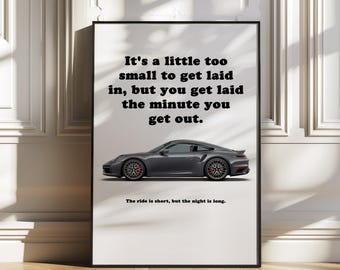Porsche 911 992 Turbo Poster for Car Enthusiasts, Wall Art Decor, Man Cave Decor, Automotive Art Print, Garage Poster