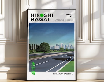 Hiroshi Nagai, Vintage poster, Vaporwave print, Japanese art print, Retro wall art, City pop, gallery wall art, Vaporwave print, Wall art