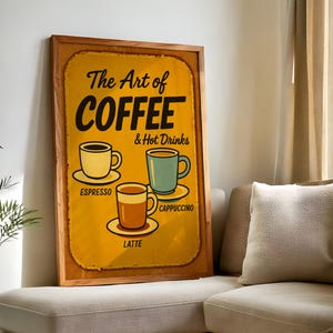 The Art of Coffee, Retro Coffee Poster, Vintage Barista Wall Art, Coffee Brewing Methods Print, Kitchen Decor