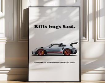 Porsche 911 992 GT3 RS, porsche poster, car poster, sports car wall art, supercar wall art, automotive wall decor