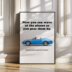 Porsche 911 993 Carrera 3.6 Speedster, affiche Porsche, affiche de voiture, art Porsche 911 vintage, art mural voiture classique, décoration murale voiture de sport