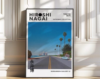 Hiroshi Nagai, Vaporwave poster, City pop, Gallery wall art, Vintage poster, Japanese Retro Poster, Japandi wall decor, Vaporwave print