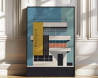 Bauhaus Building Poster S3 No.2 - Abstract Geometric Architecture Wall Art, Mid Century Modern Print, Minimalist Poster, Scandinavian Decor