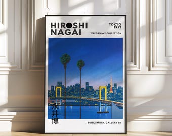 Hiroshi Nagai, Japanese Retro Poster, Japandi wall decor, Vaporwave print, 80s Poster, Pop art, Dorm room decor, Trendy wall art, Wall decor