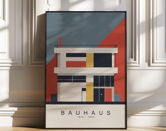 Bauhaus Building Poster S3 No.5 - Abstract Geometric Wall Art, Mid Century Modern Architecture Print, Minimalist Poster, Scandinavian Style