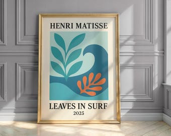Matisse Print, Leaves in Surf, Trendy Wall Art, Vinrage Poster, Mid Century Modern Wall Art, Trendy Poster, Ocean Wall Art, Artist Gift