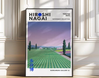 Hiroshi Nagai, Vaporwave poster, City pop, gallery wall art, Vintage poster, Retro poster, Japandi wall decor, Vaporwave print, Wall decor
