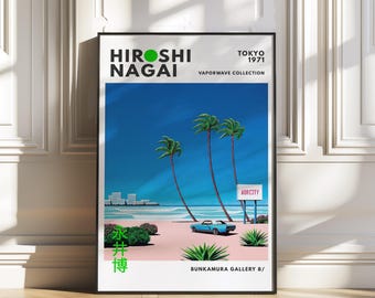 Hiroshi Nagai, Trendy wall art, japanese wall art, Minimalist poster, Japanese art prints, Retro wall art, Vaporwave poster, City pop