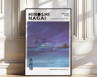 Hiroshi Nagai, Japanese wall art, Minimalist poster, Retro wall art, Vaporwave poster, City pop, gallery wall art, Vintage poster, wall art