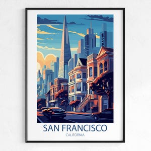 San Francisco California Travel Poster - Retro City Wall Art Print, Vintage Golden Gate Poster, USA Travel Print, Wanderlust Decor