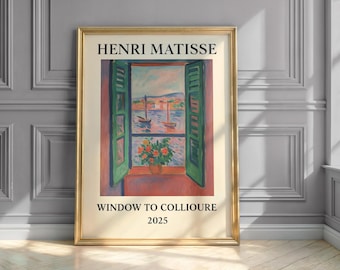 Matisse Print, Window to Collioure, Vintage Poster, Mid Century Modern Wall Art, Matisse Open Window, Mediterranean Wall Artwall, Wall Art