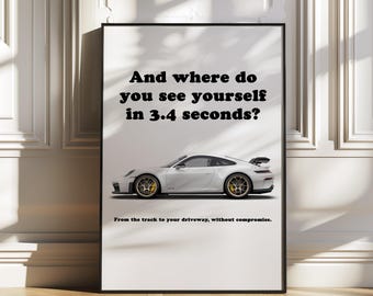 Porsche 911 992 GT3, porsche poster, car poster, sports car wall art, supercar wall art, automotive wall art