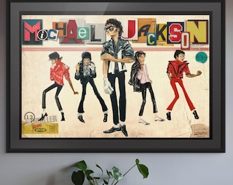 Michael Jackson Thriller Album Art Print, Pop Art Poster, Retro Celebrity Portrait